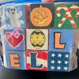 Vintage Colorful Holiday Themed Building Blocks